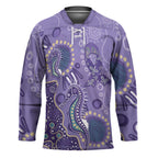 Australia Epilepsy Awareness Hockey Jersey Aboriginal Purple Ribbon with Seahorse - Aussie Hoodie