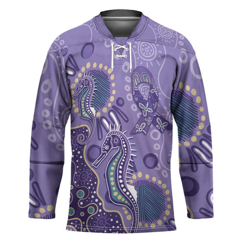 Australia Epilepsy Awareness Hockey Jersey Aboriginal Purple Ribbon with Seahorse - Aussie Hoodie