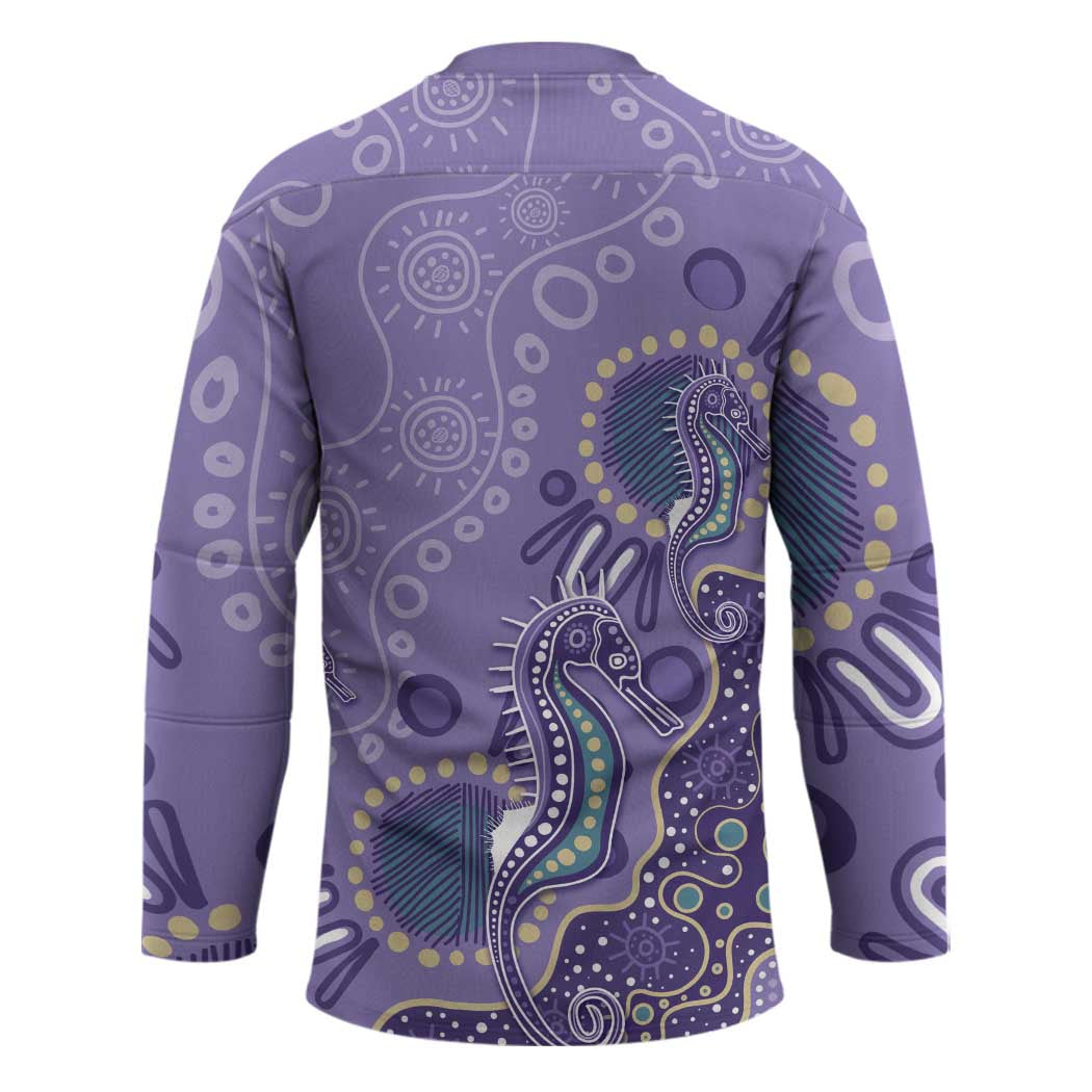 Australia Epilepsy Awareness Hockey Jersey Aboriginal Purple Ribbon with Seahorse - Aussie Hoodie