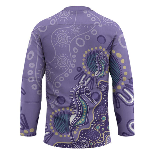 Australia Epilepsy Awareness Hockey Jersey Aboriginal Purple Ribbon with Seahorse - Aussie Hoodie