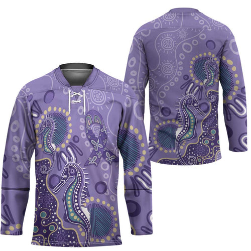 Australia Epilepsy Awareness Hockey Jersey Aboriginal Purple Ribbon with Seahorse - Aussie Hoodie