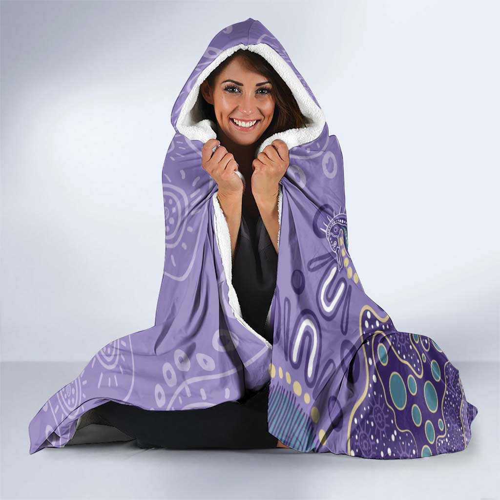 Australia Epilepsy Awareness Hooded Blanket Aboriginal Purple Ribbon with Seahorse - Aussie Hoodie