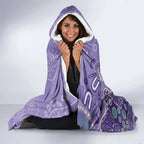 Australia Epilepsy Awareness Hooded Blanket Aboriginal Purple Ribbon with Seahorse - Aussie Hoodie