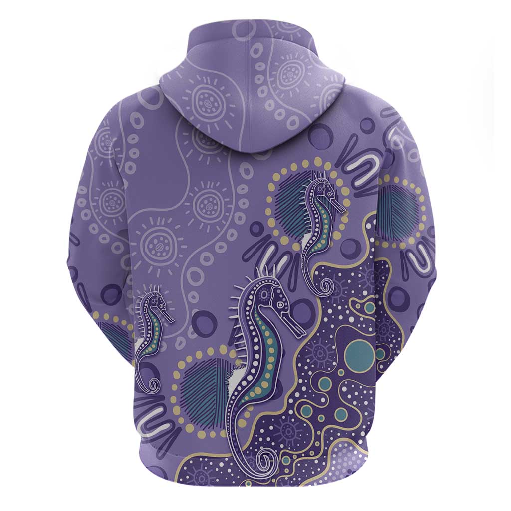 Australia Epilepsy Awareness Hoodie Aboriginal Purple Ribbon with Seahorse - Aussie Hoodie