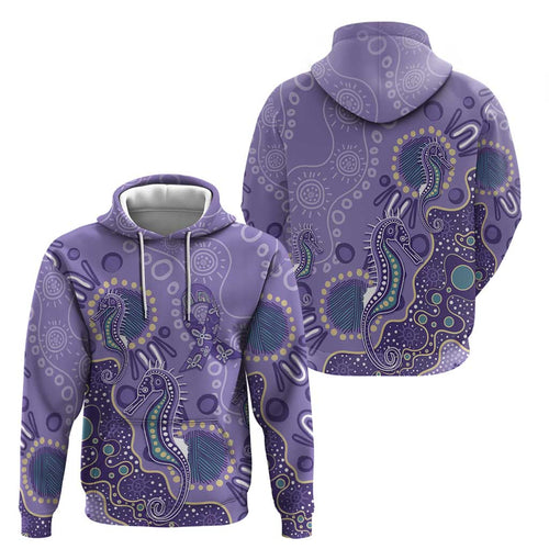 Australia Epilepsy Awareness Hoodie Aboriginal Purple Ribbon with Seahorse - Aussie Hoodie