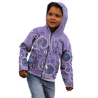 Australia Epilepsy Awareness Kid Hoodie Aboriginal Purple Ribbon with Seahorse - Aussie Hoodie