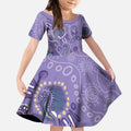 Australia Epilepsy Awareness Kid Short Sleeve Dress Aboriginal Purple Ribbon with Seahorse - Aussie Hoodie