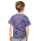 Australia Epilepsy Awareness Kid T Shirt Aboriginal Purple Ribbon with Seahorse - Aussie Hoodie