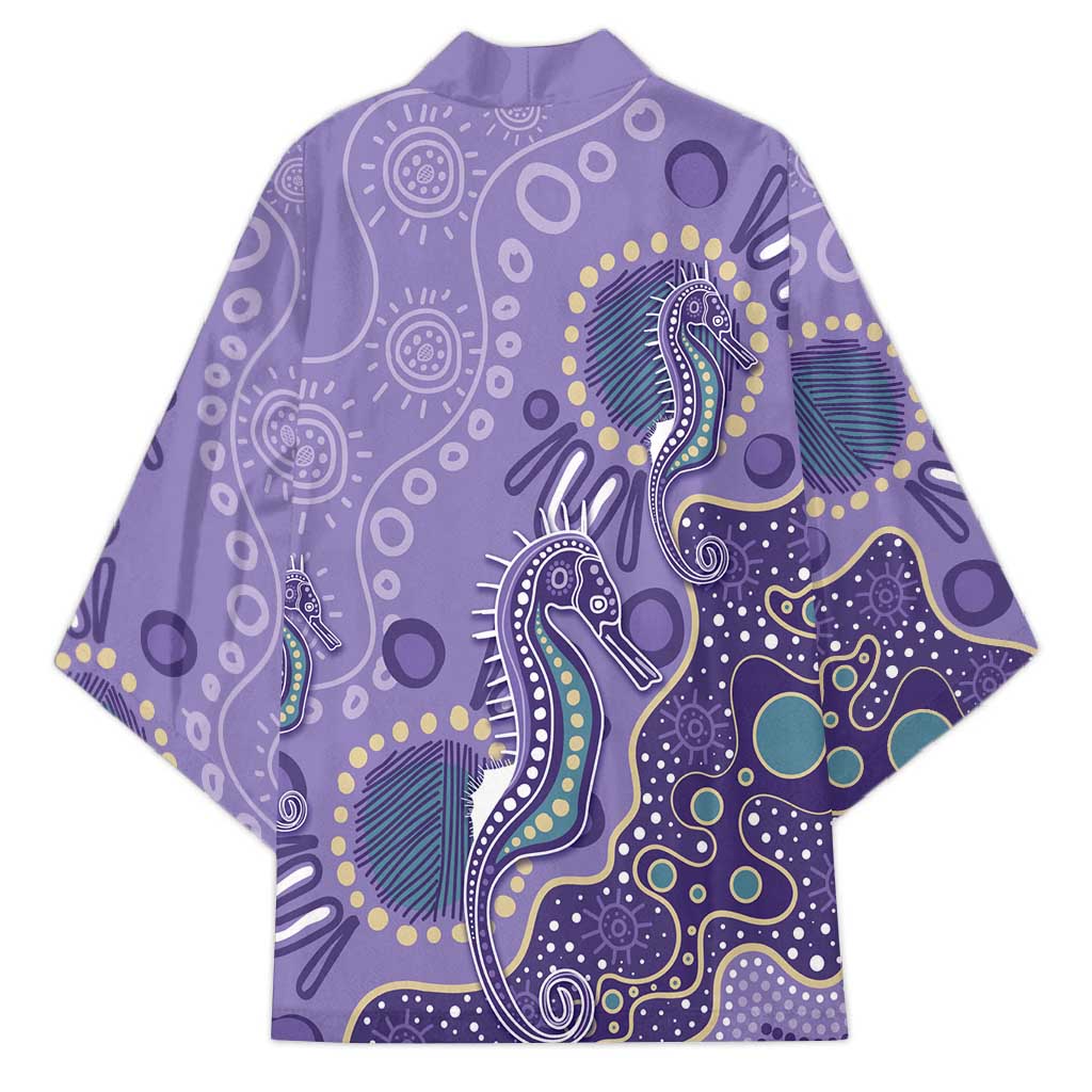 Australia Epilepsy Awareness Kimono Aboriginal Purple Ribbon with Seahorse - Aussie Hoodie