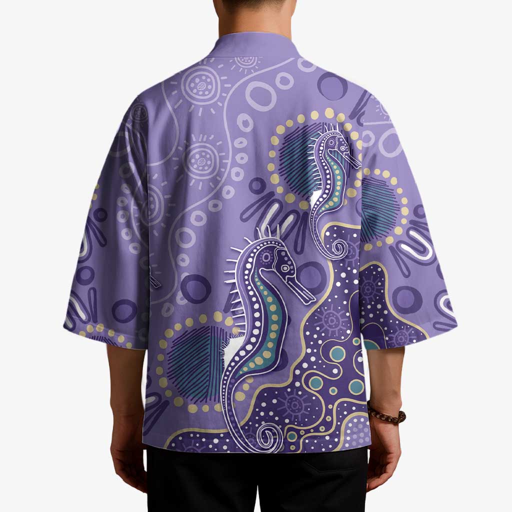 Australia Epilepsy Awareness Kimono Aboriginal Purple Ribbon with Seahorse - Aussie Hoodie