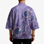 Australia Epilepsy Awareness Kimono Aboriginal Purple Ribbon with Seahorse - Aussie Hoodie