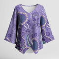 Australia Epilepsy Awareness Kimono Sleeve Blouse Aboriginal Purple Ribbon with Seahorse - Aussie Hoodie