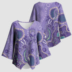 Australia Epilepsy Awareness Kimono Sleeve Blouse Aboriginal Purple Ribbon with Seahorse - Aussie Hoodie