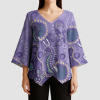 Australia Epilepsy Awareness Kimono Sleeve Blouse Aboriginal Purple Ribbon with Seahorse - Aussie Hoodie