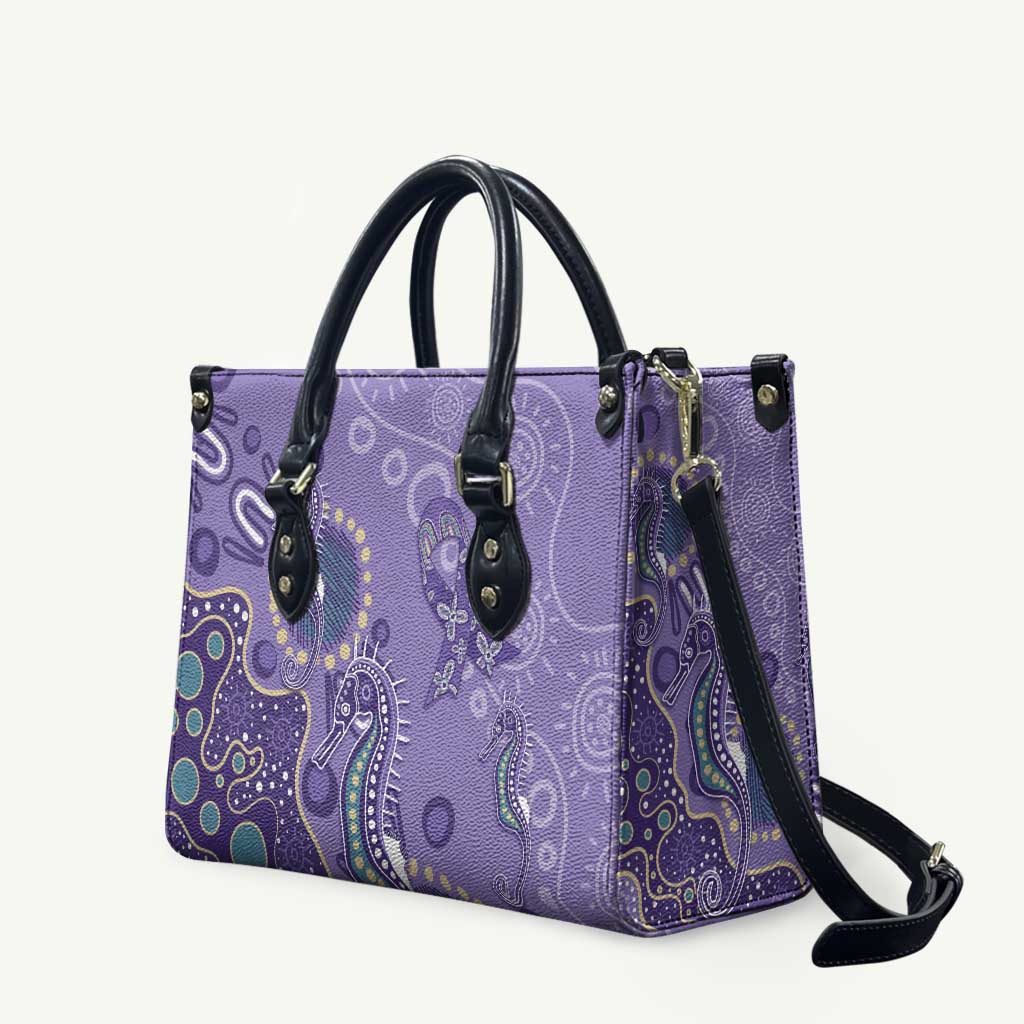 Australia Epilepsy Awareness Leather Bag Aboriginal Purple Ribbon with Seahorse - Aussie Hoodie
