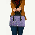 Australia Epilepsy Awareness Leather Bag Aboriginal Purple Ribbon with Seahorse - Aussie Hoodie