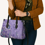 Australia Epilepsy Awareness Leather Bag Aboriginal Purple Ribbon with Seahorse - Aussie Hoodie