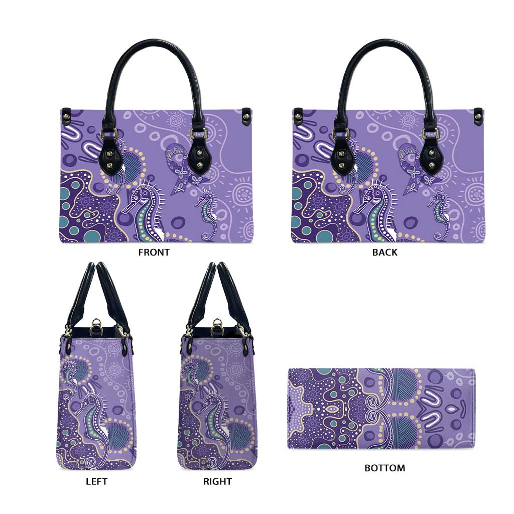 Australia Epilepsy Awareness Leather Bag Aboriginal Purple Ribbon with Seahorse - Aussie Hoodie
