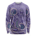 Australia Epilepsy Awareness Long Sleeve Shirt Aboriginal Purple Ribbon with Seahorse - Aussie Hoodie