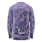 Australia Epilepsy Awareness Long Sleeve Shirt Aboriginal Purple Ribbon with Seahorse - Aussie Hoodie