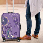 Australia Epilepsy Awareness Luggage Cover Aboriginal Purple Ribbon with Seahorse - Aussie Hoodie