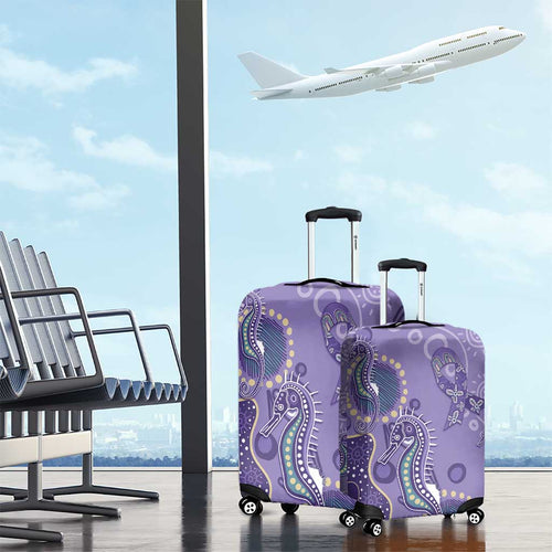 Australia Epilepsy Awareness Luggage Cover Aboriginal Purple Ribbon with Seahorse - Aussie Hoodie