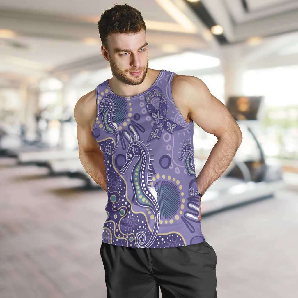 Australia Epilepsy Awareness Men Tank Top Aboriginal Purple Ribbon with Seahorse - Aussie Hoodie