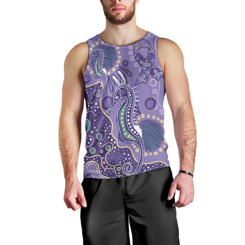 Australia Epilepsy Awareness Men Tank Top Aboriginal Purple Ribbon with Seahorse - Aussie Hoodie