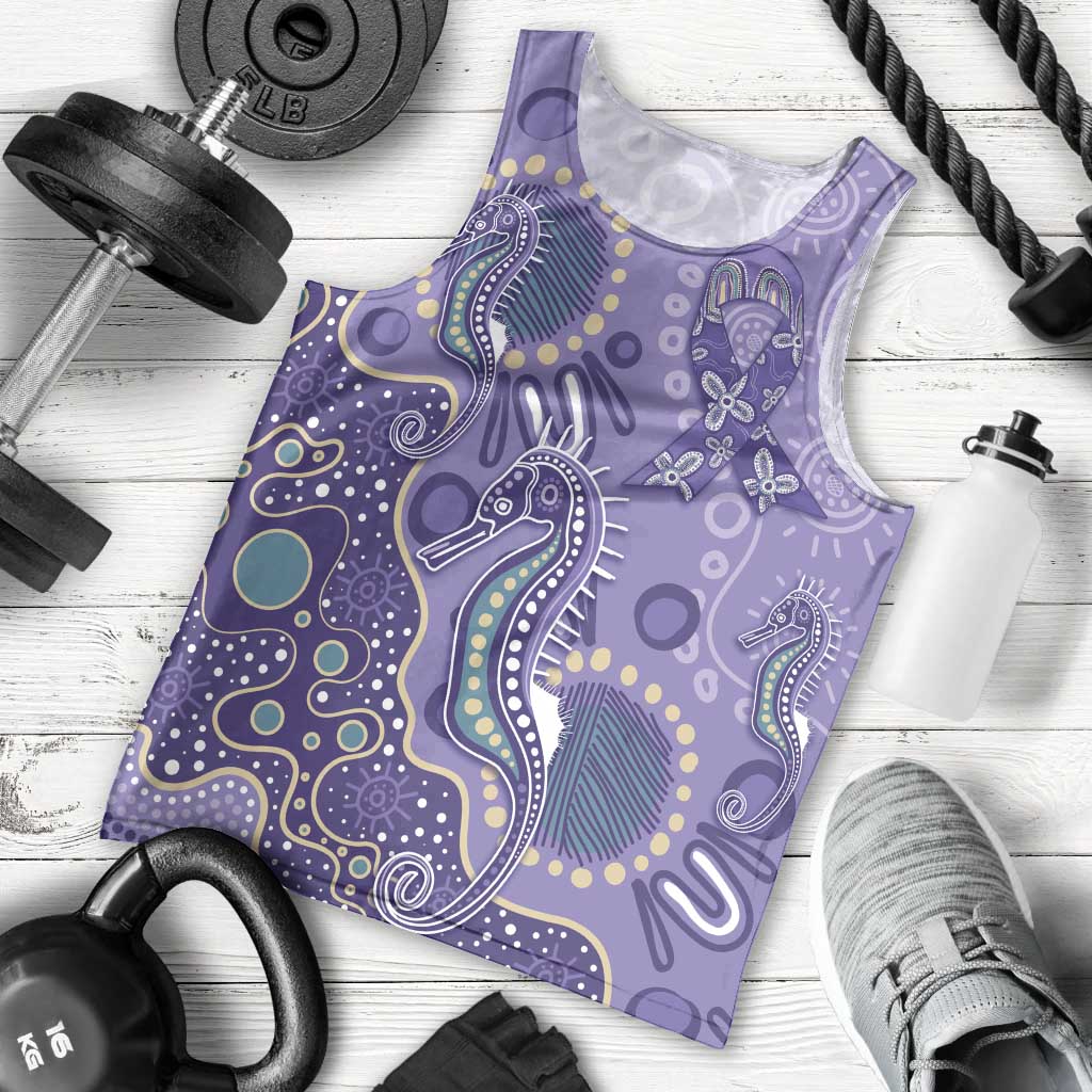 Australia Epilepsy Awareness Men Tank Top Aboriginal Purple Ribbon with Seahorse - Aussie Hoodie