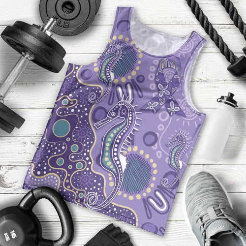 Australia Epilepsy Awareness Men Tank Top Aboriginal Purple Ribbon with Seahorse - Aussie Hoodie