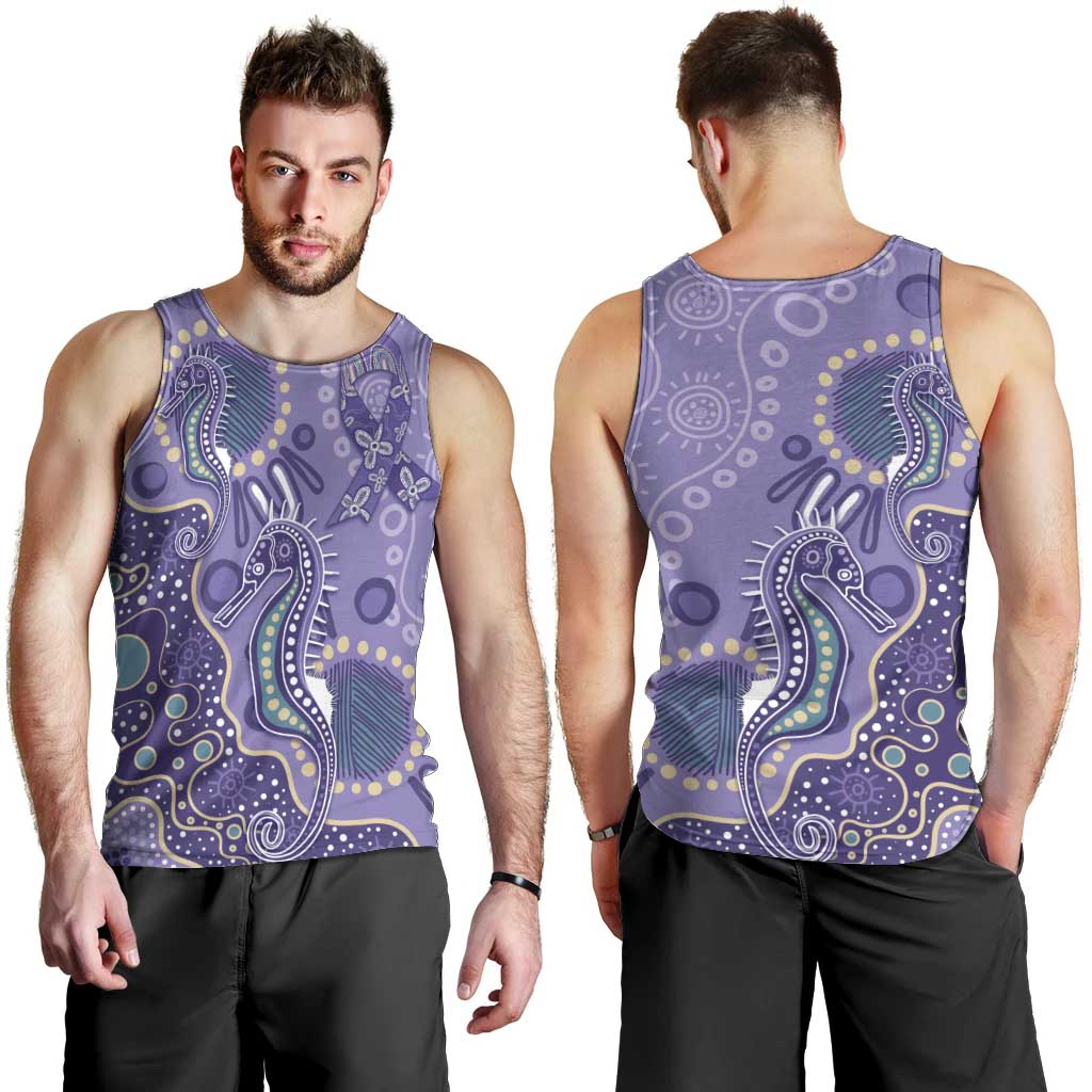 Australia Epilepsy Awareness Men Tank Top Aboriginal Purple Ribbon with Seahorse - Aussie Hoodie