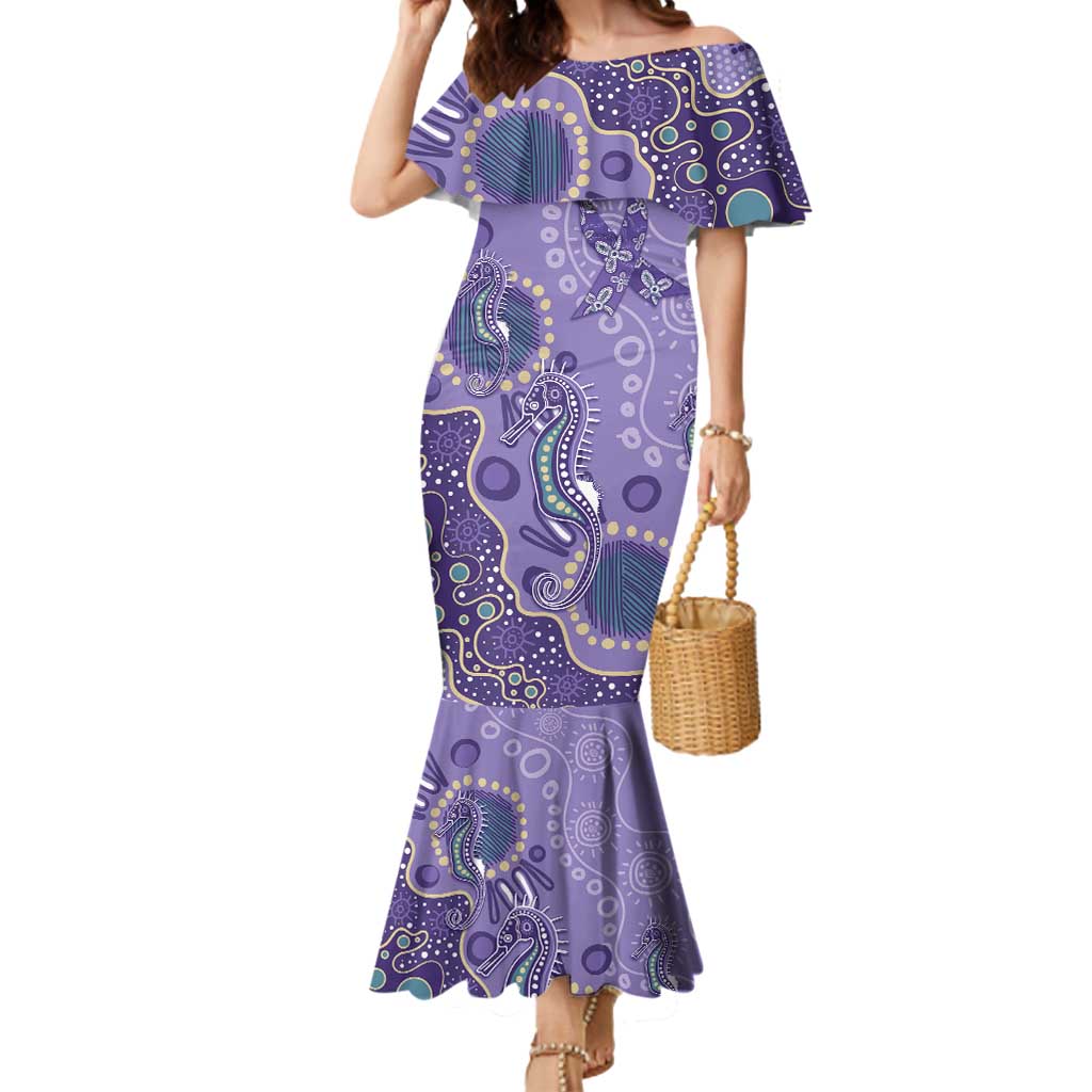 Australia Epilepsy Awareness Mermaid Dress Aboriginal Purple Ribbon with Seahorse - Aussie Hoodie