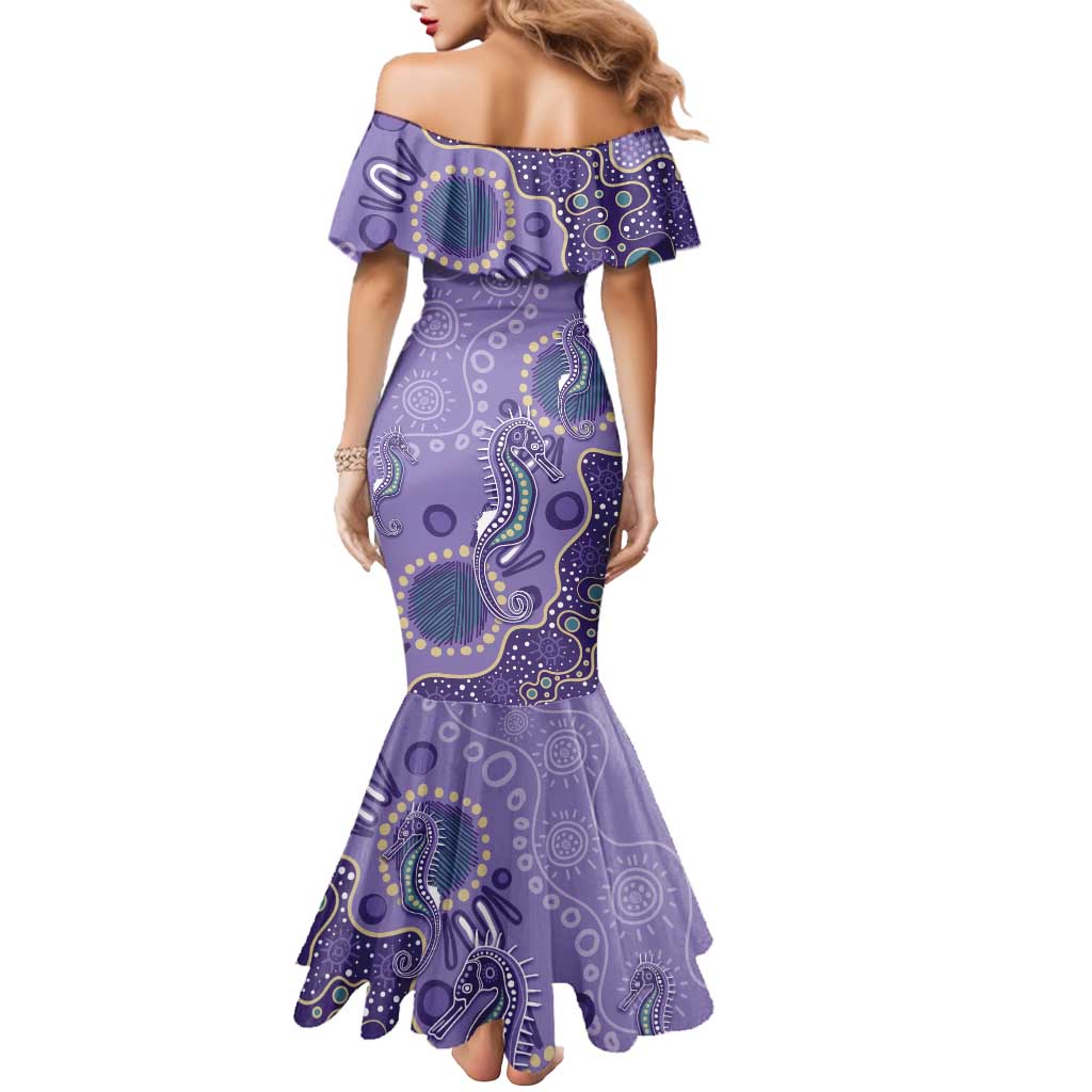 Australia Epilepsy Awareness Mermaid Dress Aboriginal Purple Ribbon with Seahorse - Aussie Hoodie