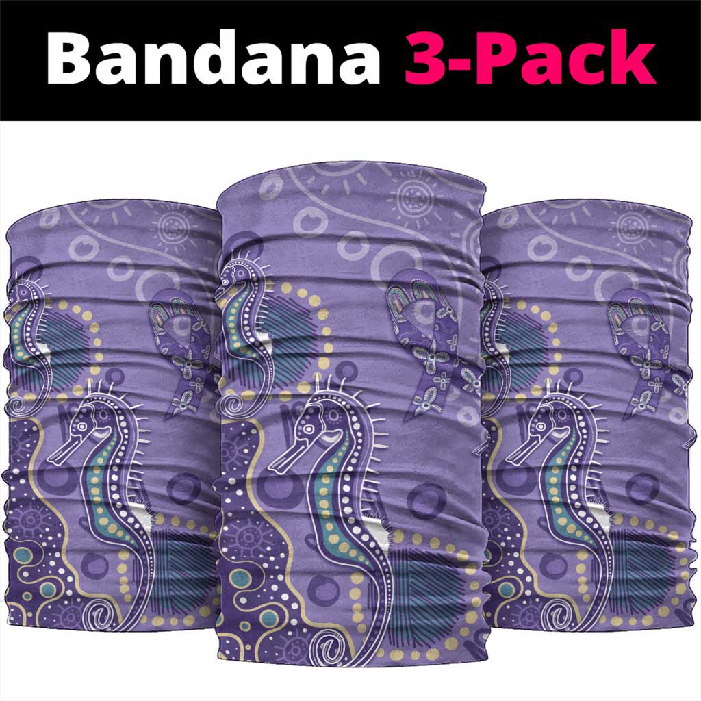 Australia Epilepsy Awareness Neck Gaiter Aboriginal Purple Ribbon with Seahorse - Aussie Hoodie