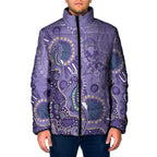 Australia Epilepsy Awareness Padded Jacket Aboriginal Purple Ribbon with Seahorse - Aussie Hoodie