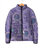 Australia Epilepsy Awareness Padded Jacket Aboriginal Purple Ribbon with Seahorse - Aussie Hoodie