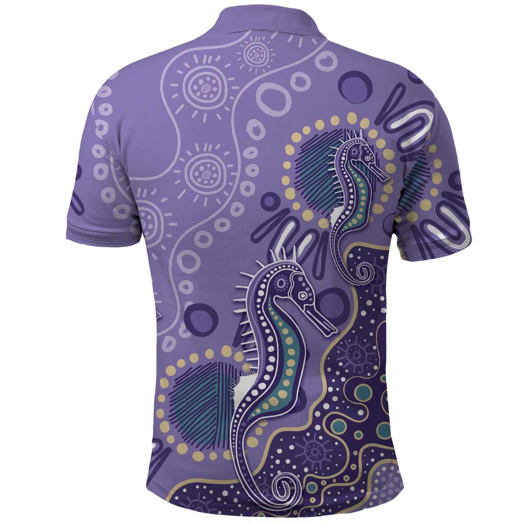 Australia Epilepsy Awareness Polo Shirt Aboriginal Purple Ribbon with Seahorse - Aussie Hoodie