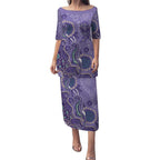 Australia Epilepsy Awareness Puletasi Aboriginal Purple Ribbon with Seahorse - Aussie Hoodie