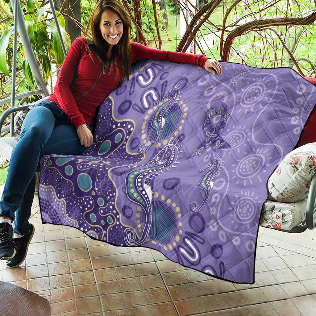 Australia Epilepsy Awareness Quilt Aboriginal Purple Ribbon with Seahorse - Aussie Hoodie