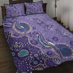 Australia Epilepsy Awareness Quilt Bed Set Aboriginal Purple Ribbon with Seahorse - Aussie Hoodie