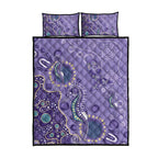 Australia Epilepsy Awareness Quilt Bed Set Aboriginal Purple Ribbon with Seahorse - Aussie Hoodie