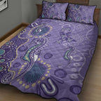 Australia Epilepsy Awareness Quilt Bed Set Aboriginal Purple Ribbon with Seahorse - Aussie Hoodie