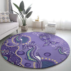 Australia Epilepsy Awareness Round Carpet Aboriginal Purple Ribbon with Seahorse - Aussie Hoodie