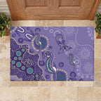 Australia Epilepsy Awareness Rubber Doormat Aboriginal Purple Ribbon with Seahorse - Aussie Hoodie