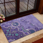 Australia Epilepsy Awareness Rubber Doormat Aboriginal Purple Ribbon with Seahorse - Aussie Hoodie