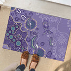 Australia Epilepsy Awareness Rubber Doormat Aboriginal Purple Ribbon with Seahorse - Aussie Hoodie