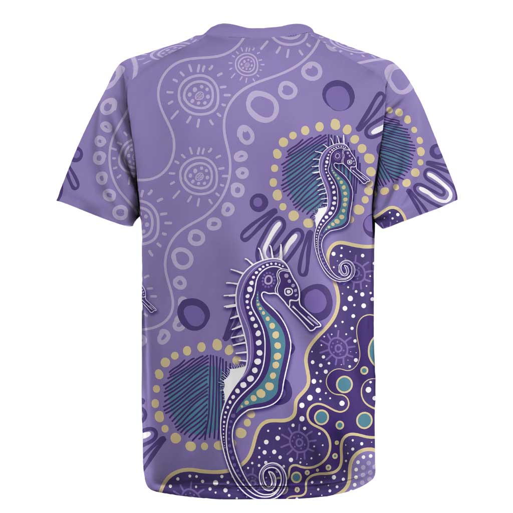 Australia Epilepsy Awareness Rugby Jersey Aboriginal Purple Ribbon with Seahorse - Aussie Hoodie