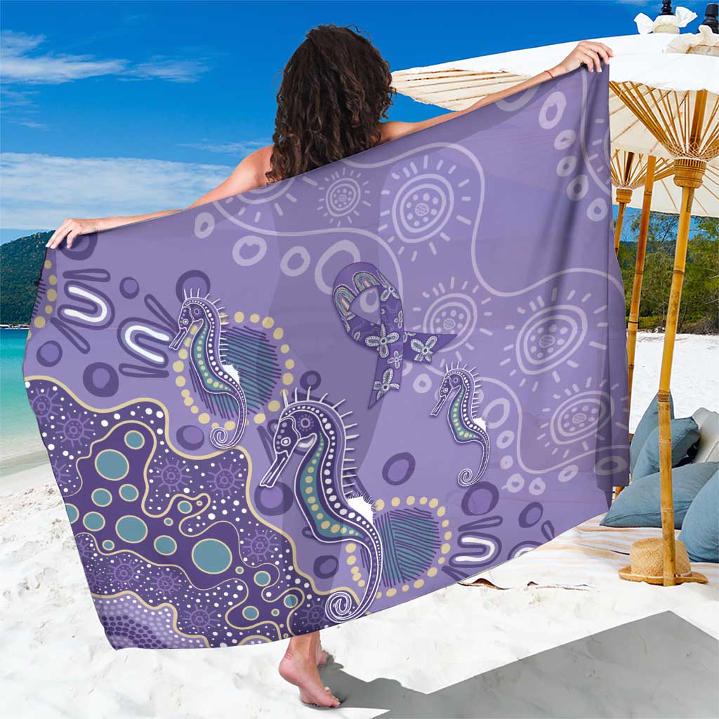 Australia Epilepsy Awareness Sarong Aboriginal Purple Ribbon with Seahorse - Aussie Hoodie