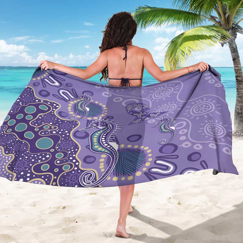 Australia Epilepsy Awareness Sarong Aboriginal Purple Ribbon with Seahorse - Aussie Hoodie