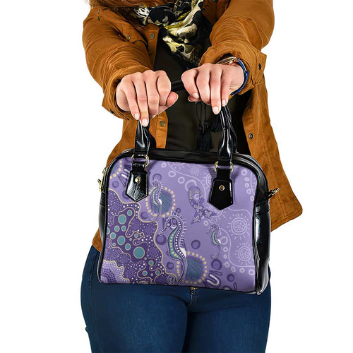 Australia Epilepsy Awareness Shoulder Handbag Aboriginal Purple Ribbon with Seahorse - Aussie Hoodie